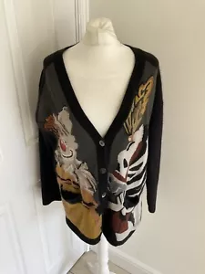 Iceberg Vintage Cardigan Size M Thick Knit Clown/Zebra Black Mix 25% Angora - Picture 1 of 9
