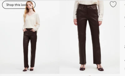 Pantalón Madewell $498 The '90s recto tiro medio cuero café oscuro talla 28 NS287 Foto 1 de 4