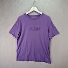 Guess Shirt Tshirt Mens Medium Purple Vintage Embroidered Spellout Short Sleeve