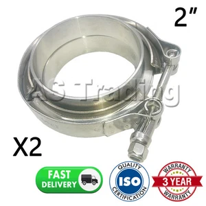 2X V-BAND SCHELLE + FLANSCHE KOMPLETT EDELSTAHL ABGAS TURBO SCHLAUCH 2" 51mm - Bild 1 von 1