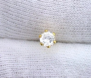 4mm Round White Clear Cubic Zirconia CZ Gemstone Gem Goldplated Tie Tack ESTT109 - Picture 1 of 2