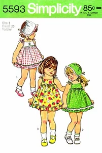 Simplicity 5593 PATTERN Summer DRESS & Panties & BONNET - Picture 1 of 4