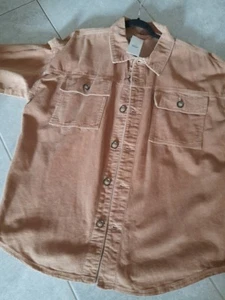WOMEN'S / GIRLS TAN CORDUROY SHACKET/SHIRT/JACKET RELAXED FIT SIZE L NWT - Picture 1 of 20