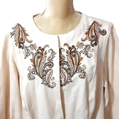 NUEVO CON ETIQUETAS Jessica London Chaqueta Blazer 100% Algodón Bordada Paisley Talla 22W Foto 1 de 3