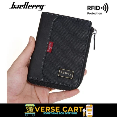 RFID Simple Short Men Zipper Wallets Luxury Brand Card Holder Male Wallet Photo - Image 1 of 4