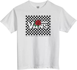 Vans Kids Medium Off The Wall Checkerboard Rose White Graphic T Shirt NWT Auth. - Picture 1 of 1