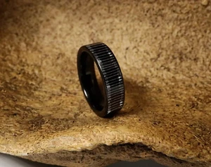 Unisex Black Tungsten Carbide Bow Arrow Target Jewelry Wedding Ring Band - 8mm - Picture 1 of 3