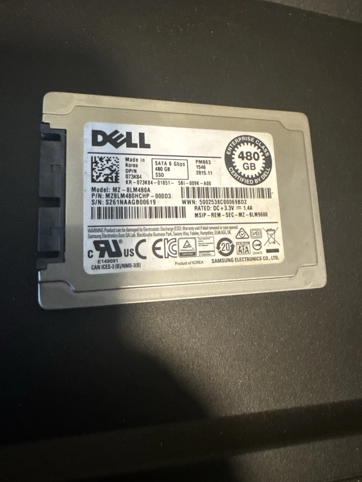 Samsung MZ-8LM480A Dell 480GB SATA 6 Gbps SSD Solid State Drive (No Tray) 4z - Image 1 of 1