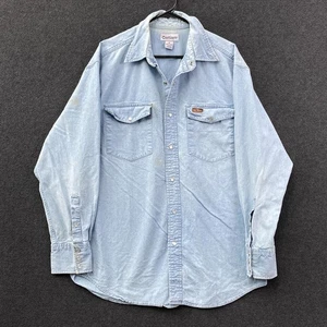 Carhartt Mens Medium Long Sleeve Pearl Snap Workwear Shirt Blue Western - Picture 1 of 19