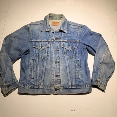 复古 Levi’s 70506 卡车司机夹克 42 复古褪色牛仔加拿大制造 — 第 1/4 张图片