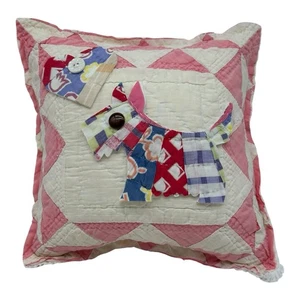 NEW Handmade Scottie Dog Pillow Vintage Quilt Old Chenille Bedspread So Cute!! - Picture 1 of 7