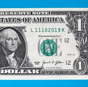 November 10, 2019 (L 11102019 K) BIRTHDAY Note $1 One Dollar Bill *UNC* - Picture 1 of 4