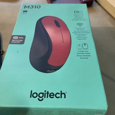 Logitech M310 910-002486 Wireless Laser Mouse Flame Red Gloss 324176 - Image 1 of 3