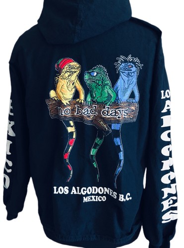 VETEMENTS Giacca a vento unisex leggera con cappuccio nera giacca Messico tre iguane taglia M