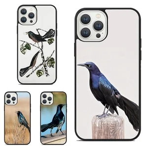 For iPhone SE XS XR Max 5 6 7 8 Plus Quiscalus boat tailed grackle Case Friendly - Picture 1 of 25