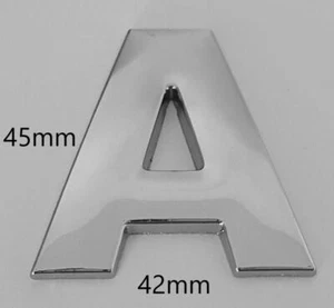 3D Qualität 45mm Hochmetall Chrom Selbstklebend Buchstaben & Zahlen Emblem Abzeichen. - Bild 1 von 60