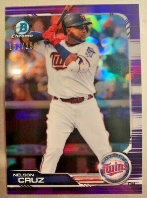 2019 Bowman Chrome Nelson Cruz ( Minnesota Twins ) #70 Purple Refractor /250 - Image 1 of 2