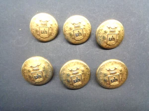 WIE NEU 6 KNÖPFE MIT WAPPEN + KRONE / GOLDFARBEN / JACKEN - Bild 1 von 5