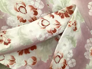 Faded Floral Antique French Cotton Fabric Curtain Panel Distressed - Picture 1 of 9