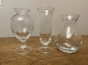 Smith & Hawken Clear Vase Set Of 3 Mouth blown 5.25” Bud Vase Small Bouquet - Picture 1 of 20