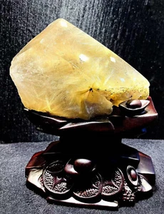 4.4LB Top Natural Rutile Quartz Crystal Mineral Specimen Reiki towe + stand - Picture 1 of 7