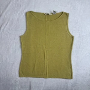 French Laundry Green Linen Blend Sleeveless Boat Neck Knit Tank Top Womens M - Picture 1 of 6