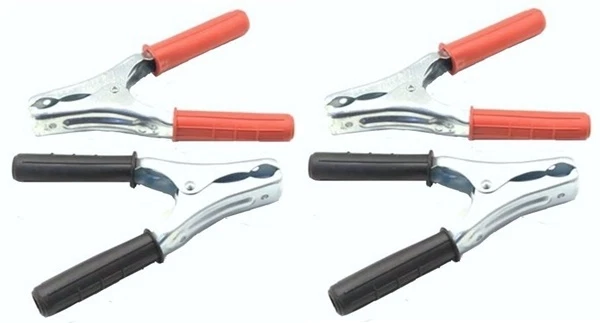 4 PINZE PER CAVI BATTERIA CAMION E TRATTORI 220 mm 500A 2 COPPIE ROSSE E NERE