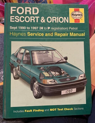 Haynes - Ford Escort & Orion Sept 1990-1992 (Petrol) Owners Workshop Manual Used - Image 1 of 4