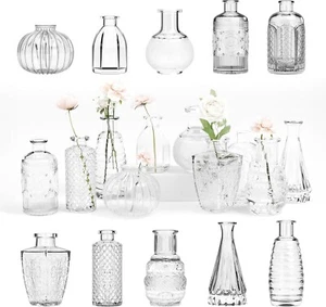 Set Of 10 Clear Glass Vases For Decoration Wedding Centerpiece Or Home Decor - Picture 1 of 9