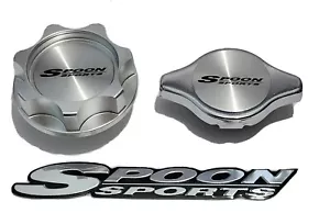 ALUMINUM SILVER OIL FILLER CAP & RADIATOR CAP FOR HONDA CIVIC SPOON SPORT EX EXL - Picture 1 of 4