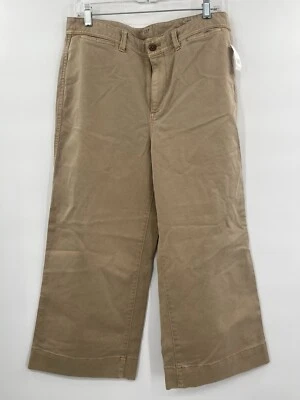 Gap High Rise Wide Leg Jeans Crop Pockets Chino Khaki Stretch 12 Petite New - Image 1 of 4