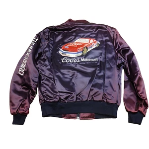 Vintage Ford Motorsport Jacket XL Purple Coors Motorcraft Thunderbird B. Elliott - Picture 1 of 23