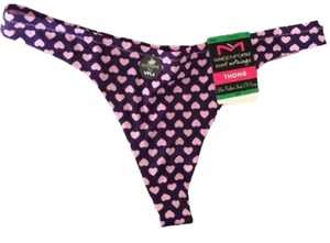Maidenform Purple Pink Hearts Thong Panties L / 7 Sexy No Visible Panty Lines - Picture 1 of 12
