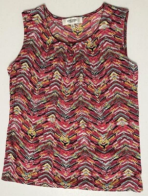 Camiseta sin mangas forrada sin mangas Jones Studio Separates cuello redondo multicolor elástica S Foto 1 de 4