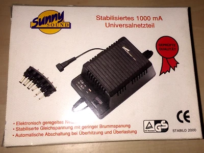 Sunny SOUND Stabilisiertes 1000 mA Universalnetzteil STABILO 2000 NEU - Bild 1 von 2
