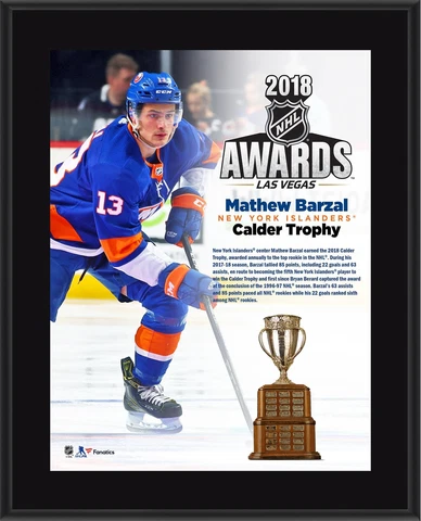 Mathew Barzal NY Islanders 10.5" x 13" 2018 NHL Calder Trophy Winner Plaque Cover