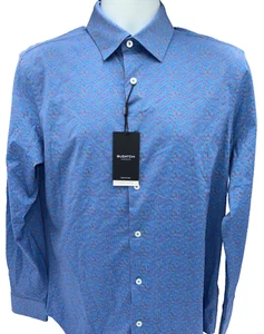 $149 Bugatchi Men's Long Sleeve Button Down Shirt - Blue/Orange/Purple - Medium - Picture 1 of 7