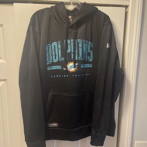New Era Combine Authentic Miami Dolphins Black Hoodie Sweatshirt Size Mens XL Cover