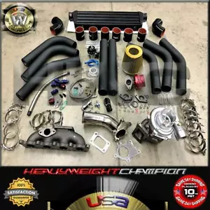 Fits 98-06 VW Jetta Golf Gti MK4 Turbo Charger Kit T3/T4 Manifold+Intercooler+B - Bild 1 von 7