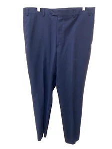 Kirkland Signature Navy Mini Plaid Wool Flat Front Dress Pants Size 30X30 New - Picture 1 of 2