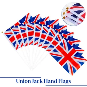 Handheld Union Jack Flag Great for King's Birthday Parties Events World Cup UK - Picture 1 of 12