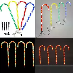Christmas Outdoor Decorations Candy Cane Stakes Large Lights LED 72cm Set 0f 4 - Picture 1 of 34