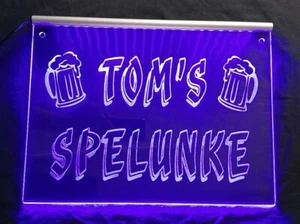 BAR LED Leuchtschild Spelunke Kneipe Schnaps Bier personalisierte Text Gravur - Picture 1 of 12