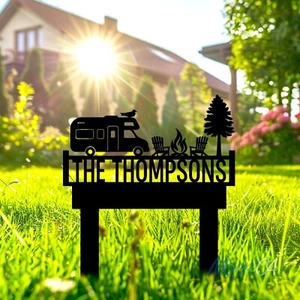 Custom Metal Campfire Sign With Stake, Custom Camping Metal Sign, Camp Decor, Ou - Picture 1 of 9