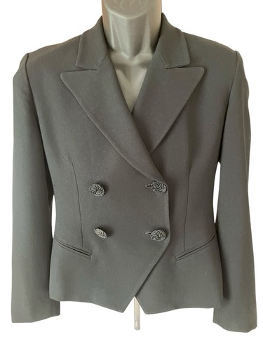 Giacca blazer Christian Dior donna 4 nero foderato 4 bottoni made in USA