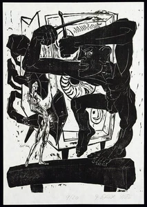 Kunst in der DDR, 1986. Holzschnitt Ronald WEISE (*1960 D), handsigniert - Picture 1 of 3