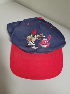 Cleveland Indians Vintage 90's Looney Tunes Tazmanian Devil Hat Nissin Blue Red - Bild 1 von 11
