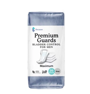 Because Men's Guards, Maximum Absorbency - 20 Count, (Grey) - Picture 1 of 1