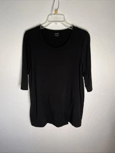Pure Jill Wrap Tunic 3/4 Sleeve Pullover Black Women's Large - Picture 1 of 9