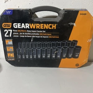 GearWrench 1/2" Drive SAE AND Metric 6-Point Deep Impact Socket Set 27 Pieces - Picture 1 of 5